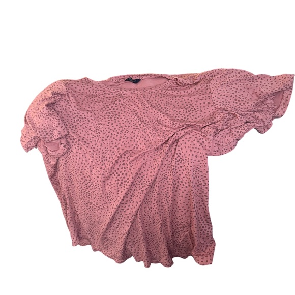 Denver Hayes Pink Ruffled Short Sleeve Blouse - Picture 1 of 2